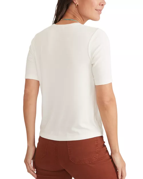 $58 Marine Layer Women's Lexi Ribbed V Neck Top - Antique White - XSmall - New