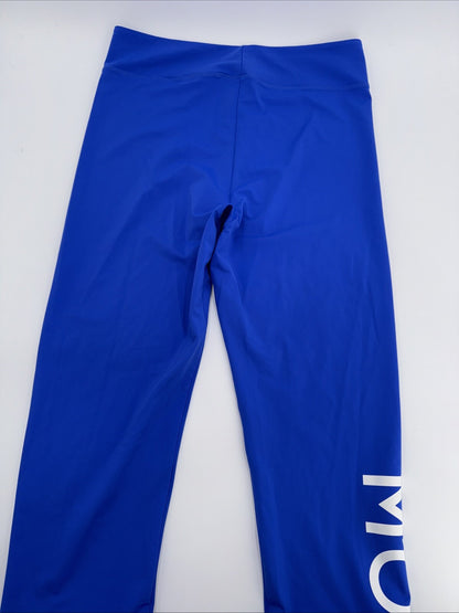$390 MONSE Designer Blue w/ White Logo Print High Waist Leggings ME220715-Large