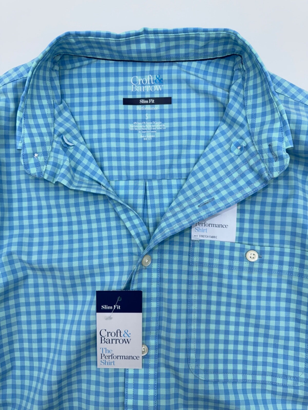 $50 Croft & Barrow Men’s Long Sleeve Button Up - Blue/Green - Small - New