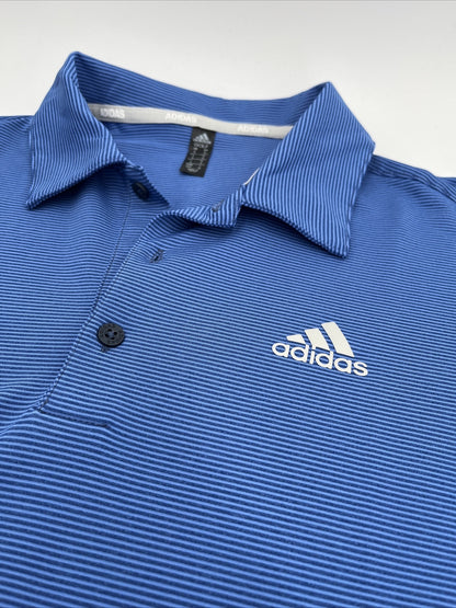 $65 Adidas Men’s Ottoman Pencil Stripe Polo Shirt ADVR0875-Crew Blue-Small-New