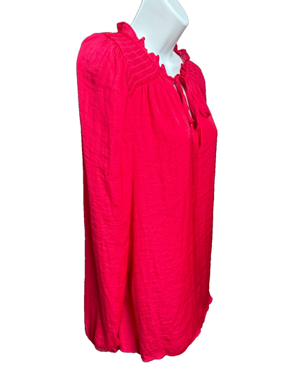 $68 Maison d’Amélie Women’s-Ruffled Neckline Blouse-Hot Pink-Small-New Tag