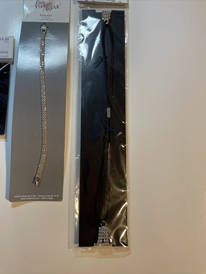 Combo Lot 3 PCs Studio His & Hers WEDDING Set: Hair Pins - Headband - Bracelet