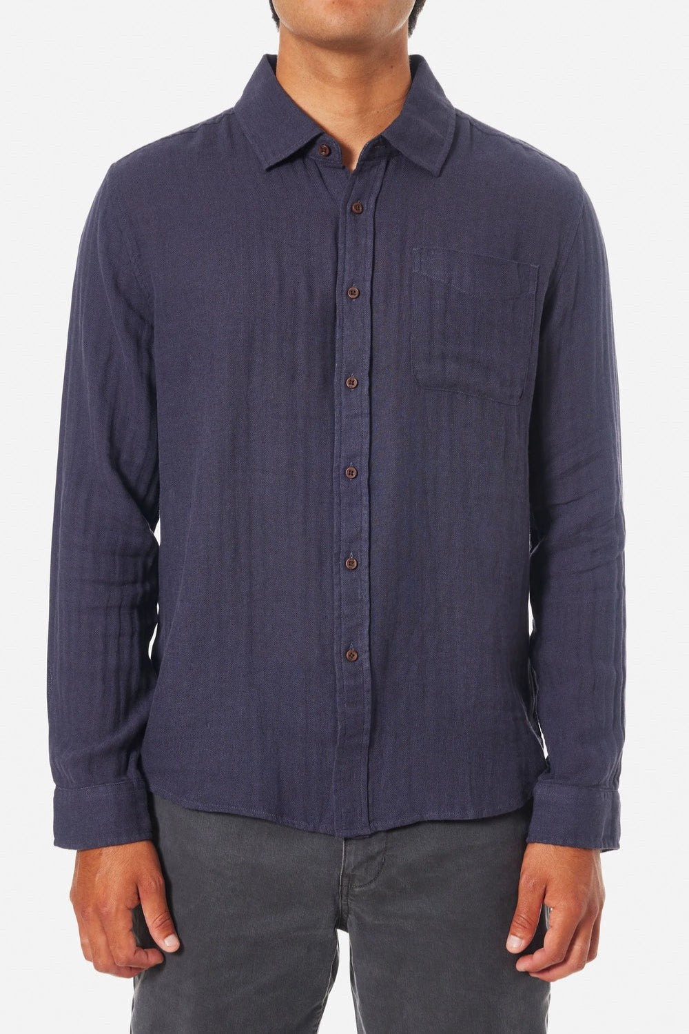 $89 Katin Men’s Woven Alan Solid Long Sleeve - Light Grey - Medium - New