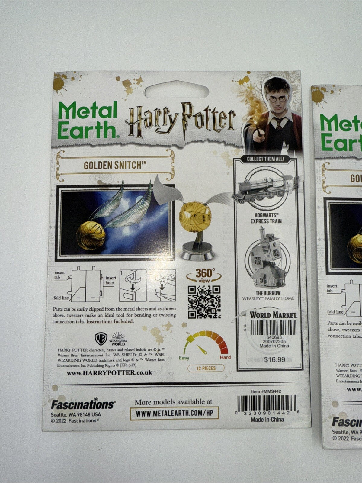 Lot Of 2 x Harry Potter Golden Snitch 3D Steel Model Kit Metal Earth New Sealed