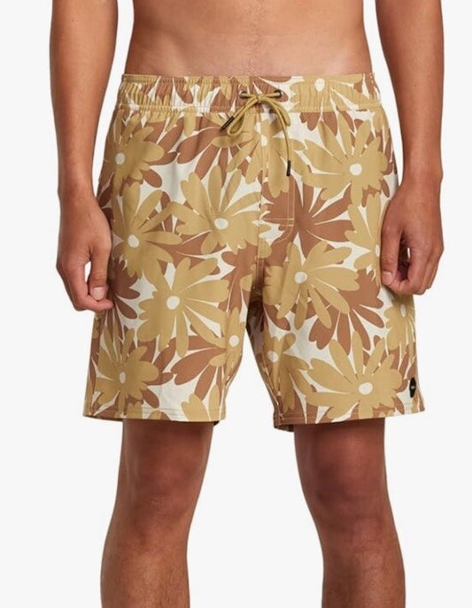 $66 RVCA Men’s Va Pigment 17" Print Shorts- Khaki Beige- Large -New
