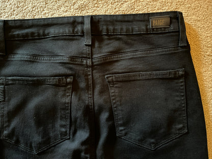 PAIGE Women’s Margot Ankle Denim Jeans  On Purpose Knee Holes-Black- 30W- New