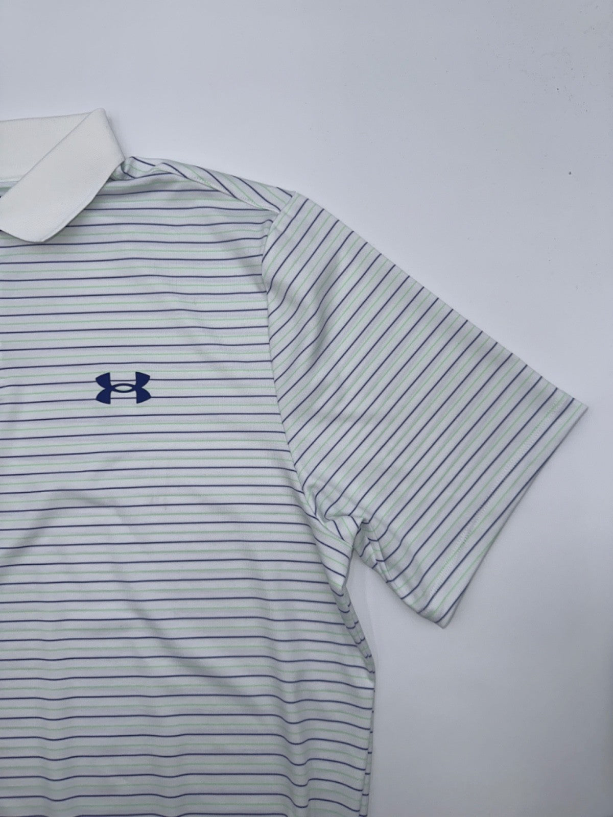 $60 Under Armour Golf Playoff 3.0 Stripe Polo - White - Medium - New With Tags