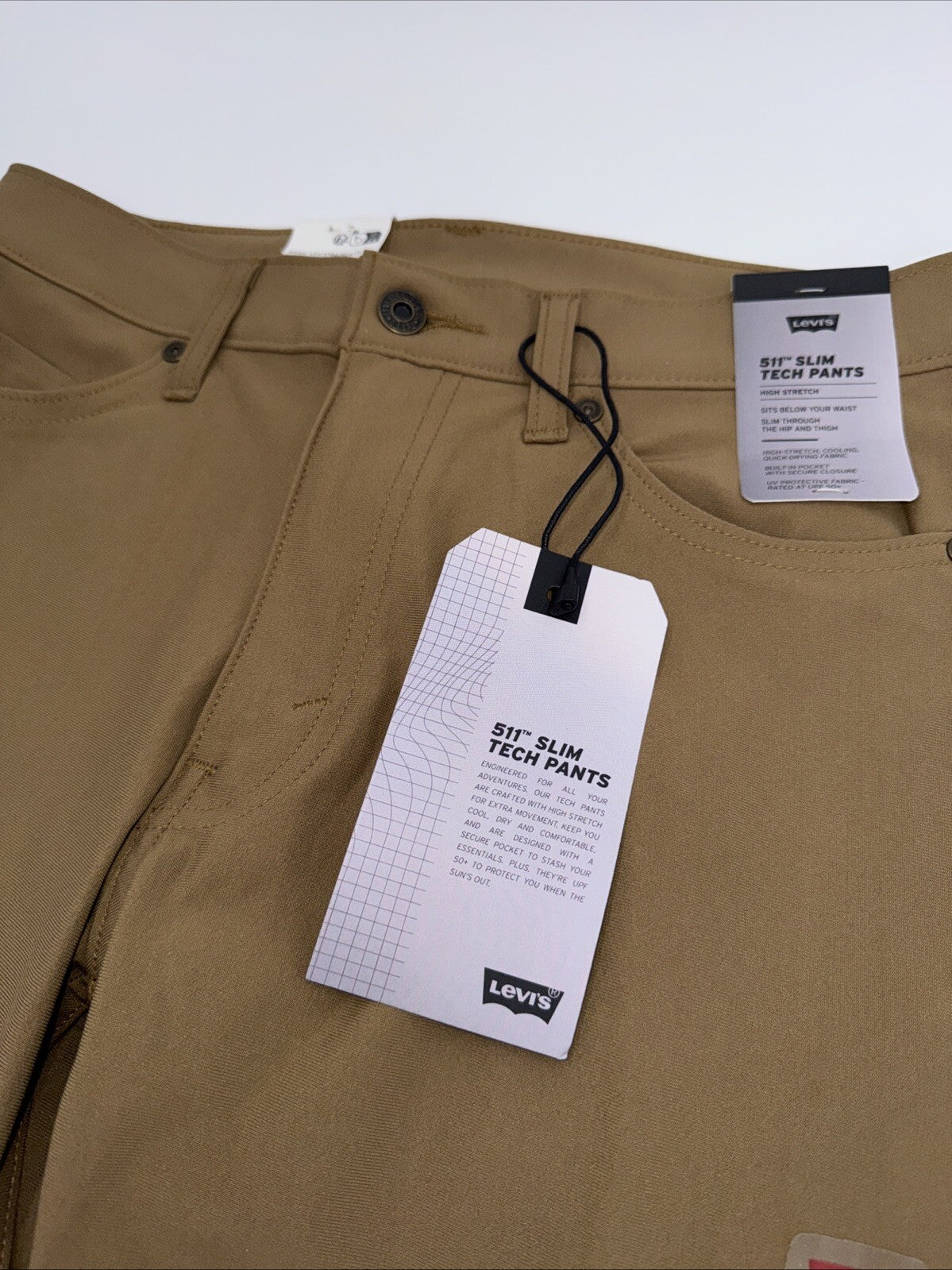 $70 Levi's Men's 511 Slim Tech Pants Stretch A92130010- Tan - 29W 30L - New Tag