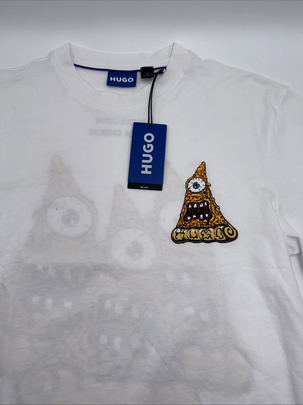 $58 BOSS By Hugo Boss Men’s Pizza Graphic Print T- Shirt-White - Medium-NWT