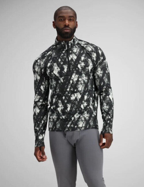 $119 Obermeyer Men’s Flex 1/4-Zip Mid-Layer Top- Descent Black/White - Medium