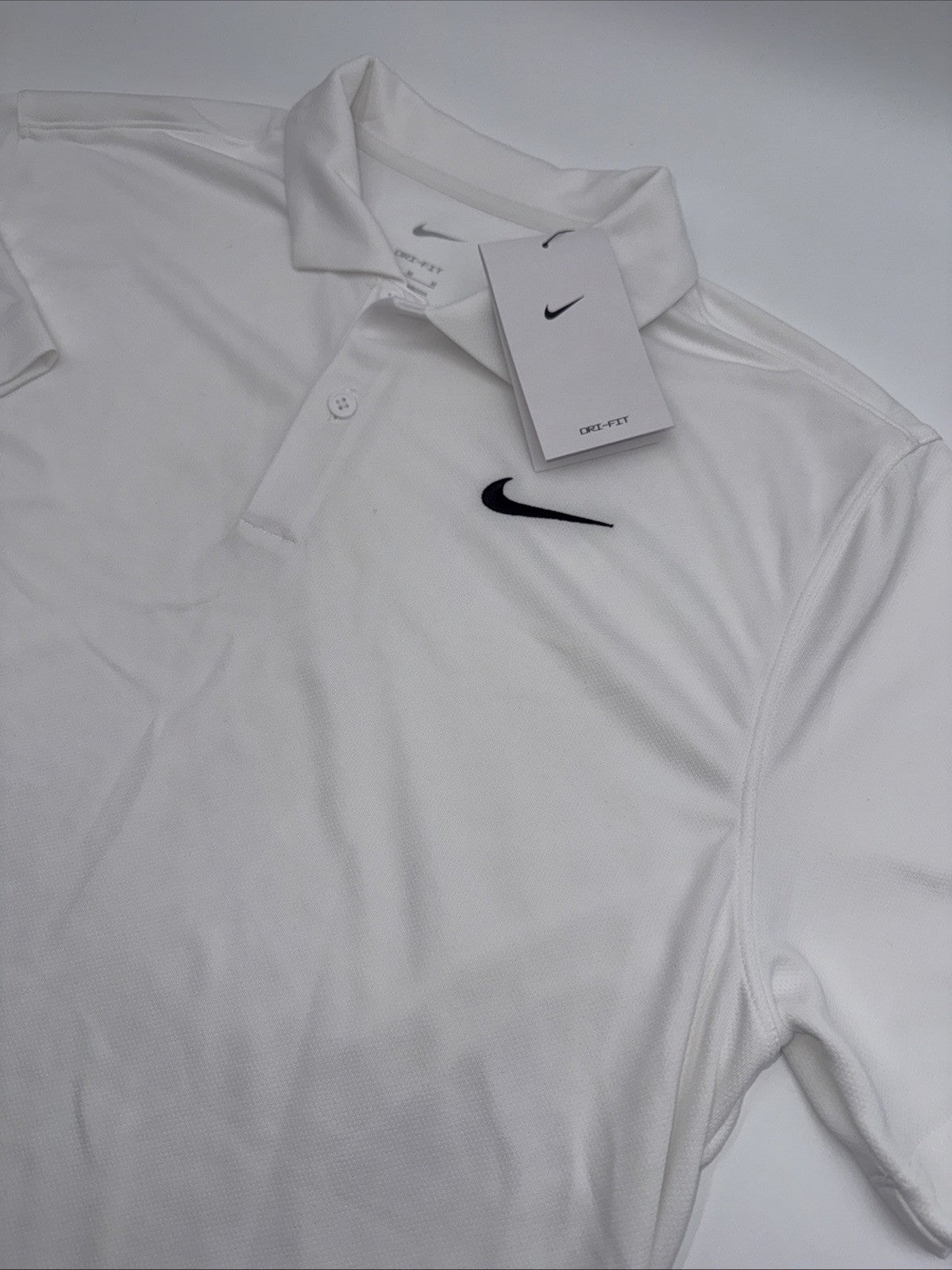 $50 Nike Men's Dri-FIT Short Sleeve Golf Polo FZ5646 - White - Medium - NEW