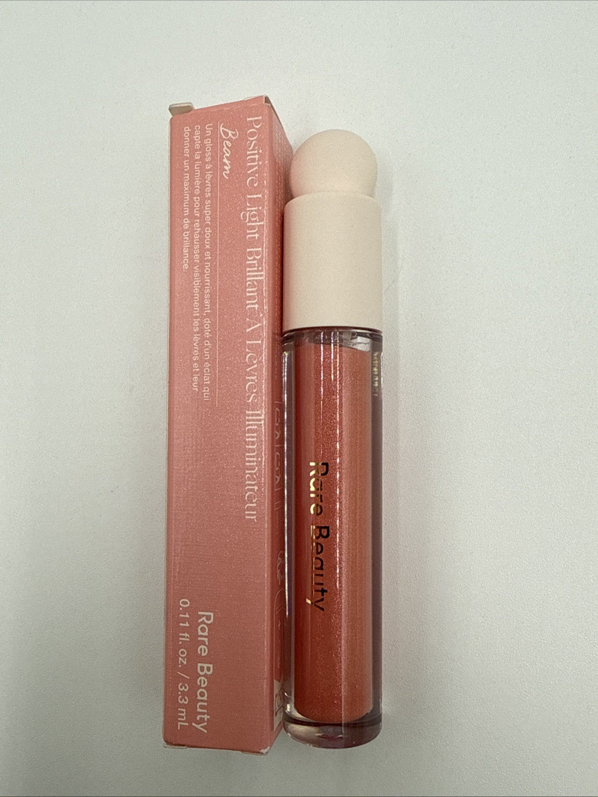 Rare Beauty Positive Light Luminizing Lip Gloss “Beam” Peachy Coral New 0.11 oz