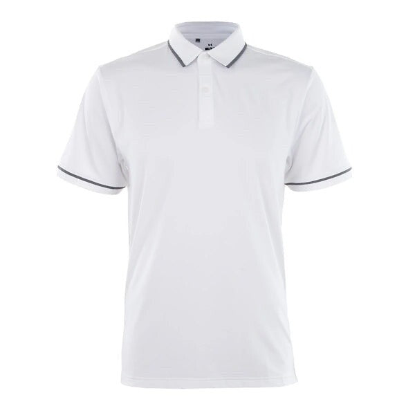 $65 Under Armour Men's T2 Green Tipped Polo - White/Grey - Medium -New With Tag