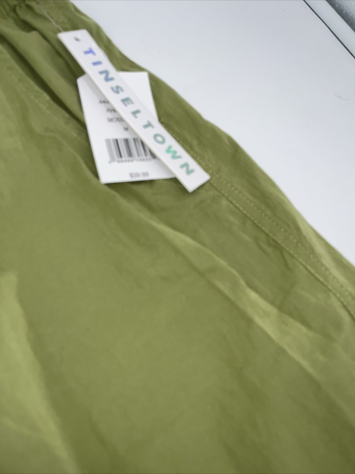 $40 Tinseltown Juniors D-Ring Parachute Pants - Moss Stone Lime - Medium -NWT