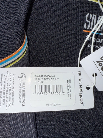 $220 Smartwool Men's Intraknit Full Zip Jacket - Black - Medium - New With Tags
