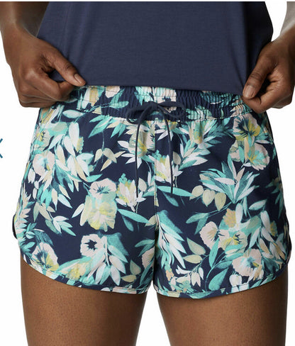 $60 Columbia Women's Bogata Bay Printed 3" Shorts-Bright Aqua-XLarge -New