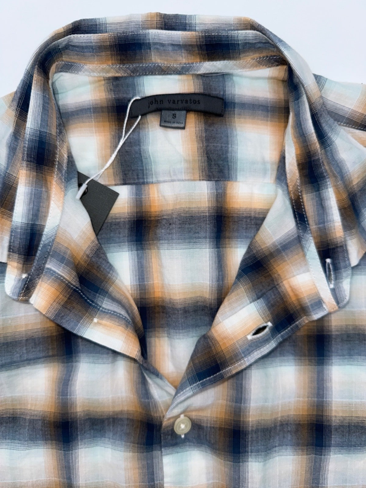 $198 John Varvatos Men's Ross Long/S Shirt - China White - Small - New With Tags