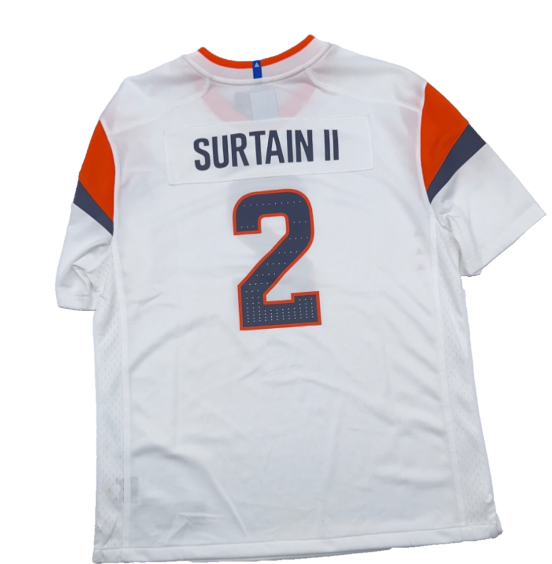 $90 Nike Youth Denver Broncos Patrick Surtain II Jersey - White/Orange- XLarge