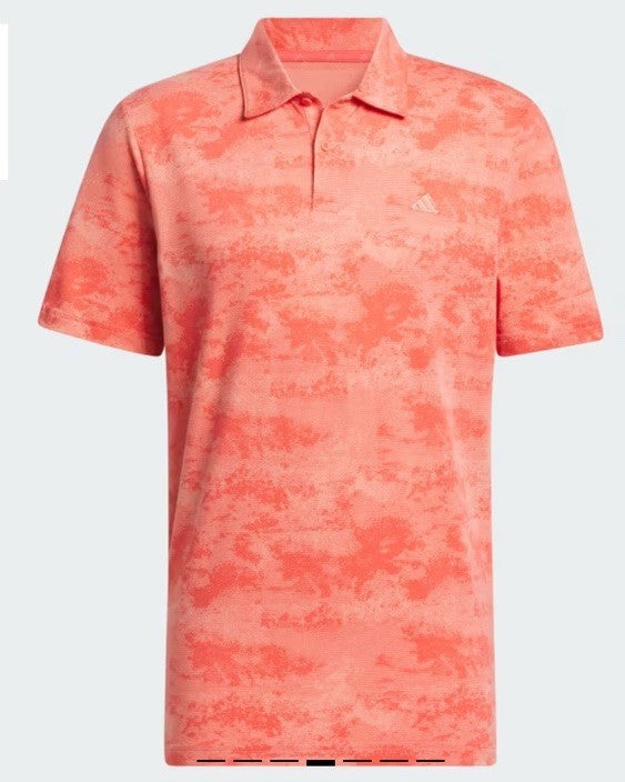 $65 Adidas Men's Flower Mesh Golf Polo Shirt -Coral Fusion Orange- Medium-New