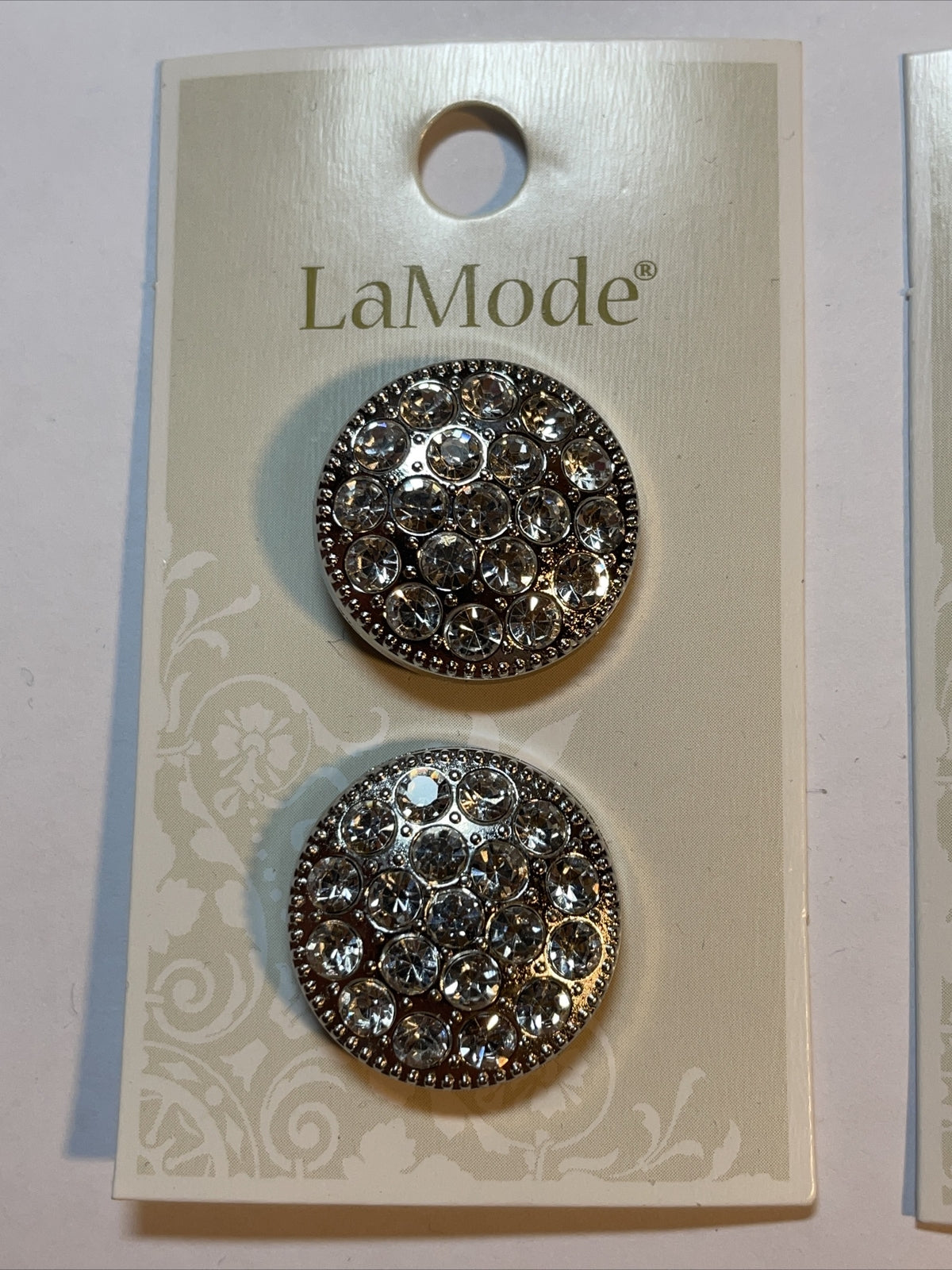 Lot Of 2 Cards La Mode rhinestones 7/8”  Buttons 400060069 Flower 2-Count