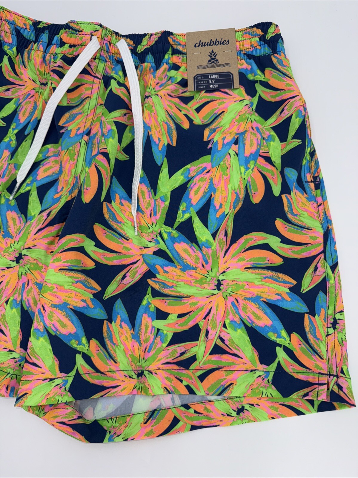 $70 Chubbies The Ocean Flowers 5.5" Inseam Swim Trunks-Multi -Large -New Tag