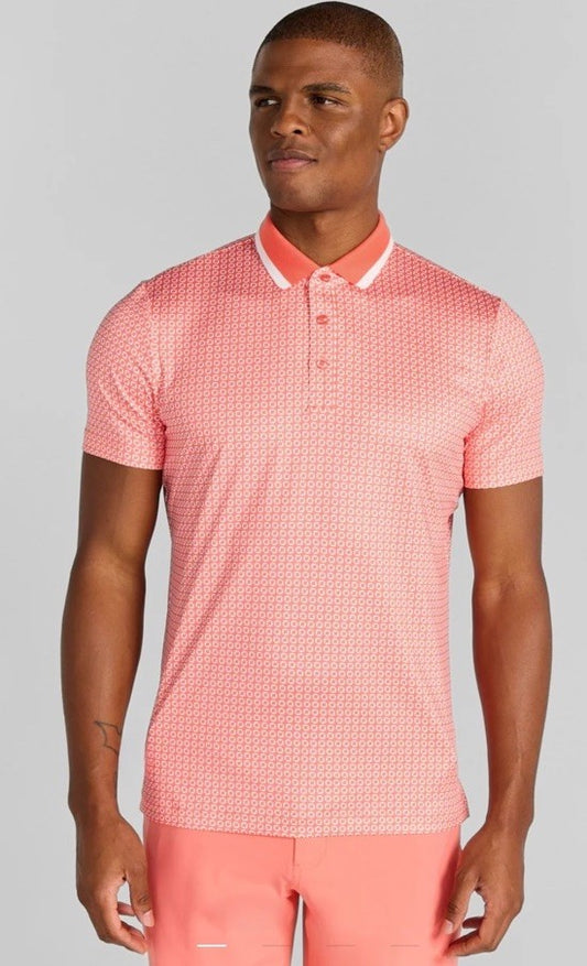 $105 Redvanly Men’s Divine Golf Polo Shirt - Coral - Small - New Tag