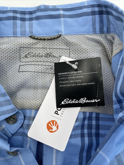 Eddie Bauer Men’s Voyager Shirt Long Sleeve-Peak Blue -Medium-New Tag $75
