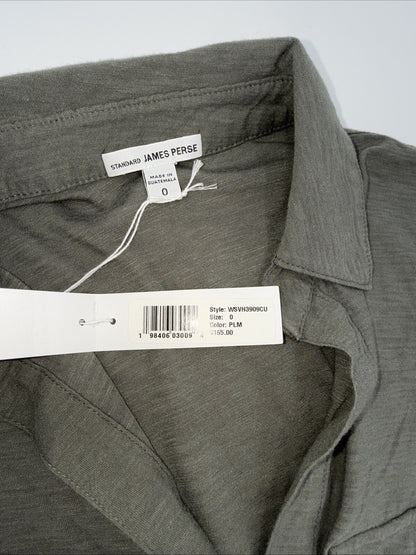 $165 James Perse Women’s Contrast Panel Shirt - Khaki PLM- Size: 0 (Small)- New