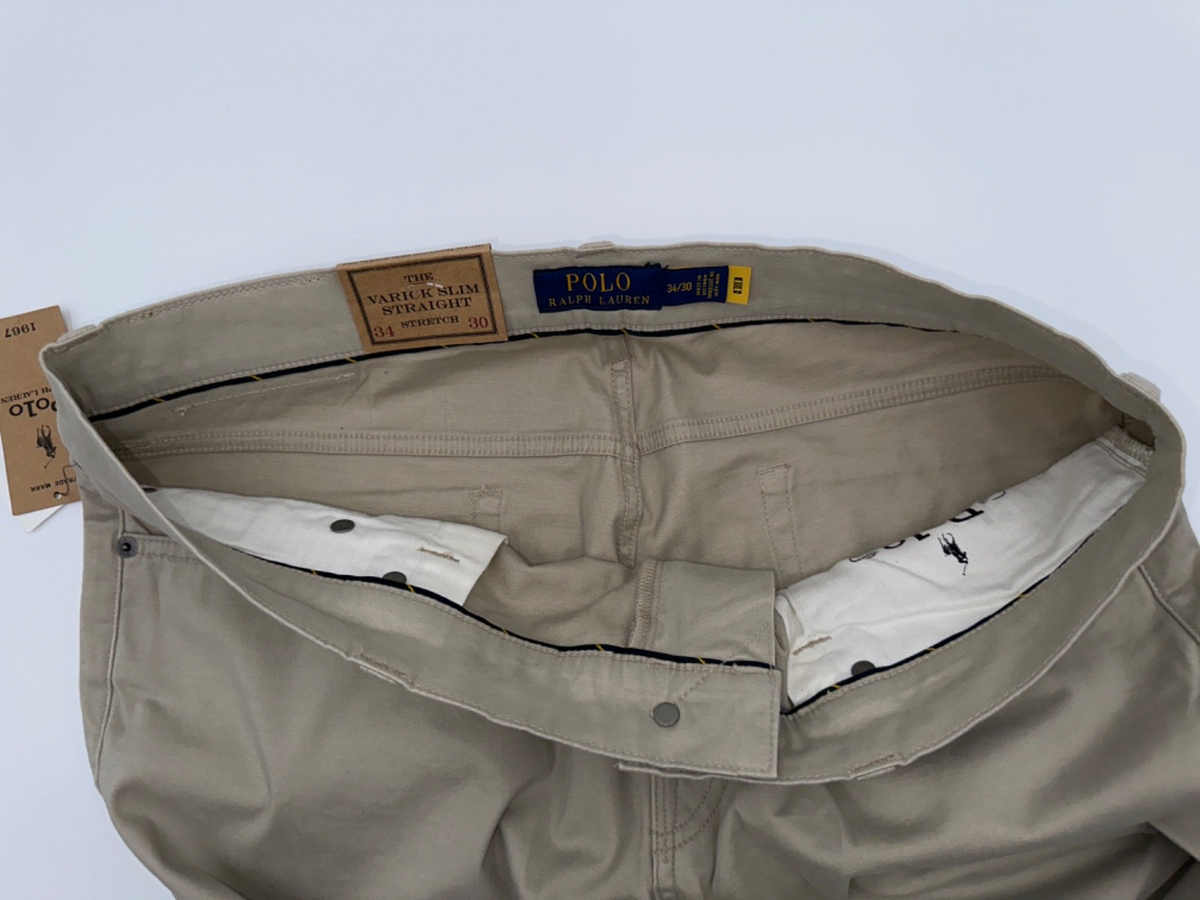 $115 Polo Ralph Lauren Men’s Varick Slim Straight Pants - 34W x 30L -Kahki -New