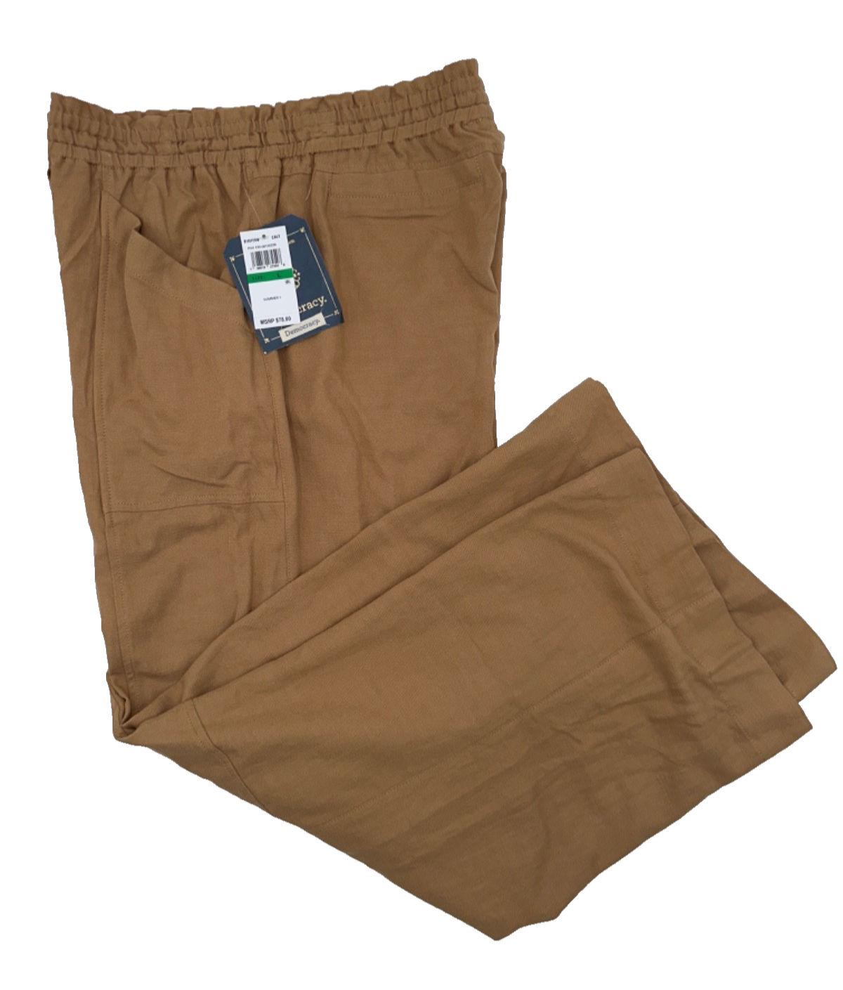 $78 Democracy Women’s  Skyrise Wide Leg Paper Bag Pants-Caramel Latte-Large-New