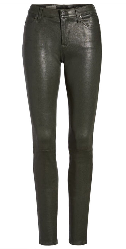 $975 Adriano Goldschmied AG Women’s The Legging Super Skinny Pants-Olive-27W-NEW
