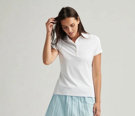 $110 Peter Millar Women’s Active Performance Polo Shirt- White - XLarge-New Tags