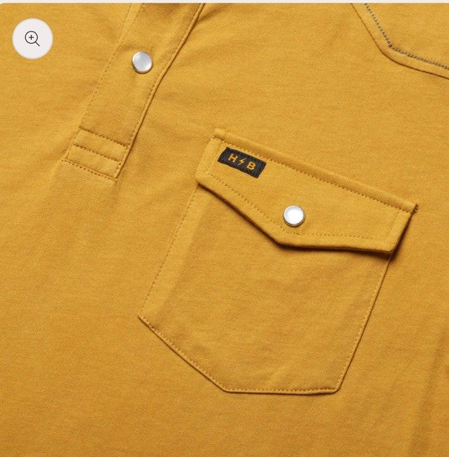 $69 Howler Bros Men's Ranchero Polo Shirt Short Sleeve- Honey Dijon- Small-New