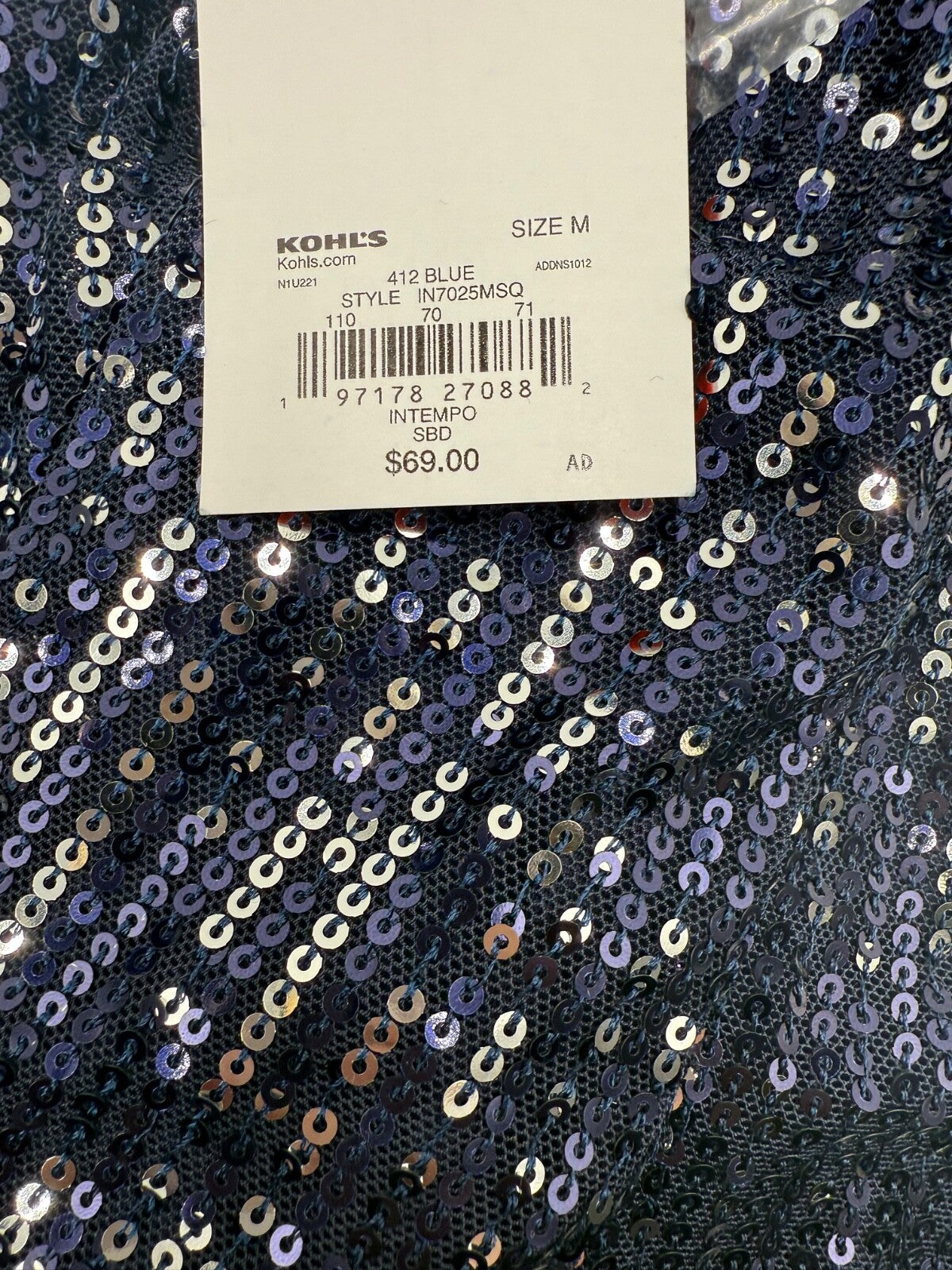 $69 Intempo Women’s-Sequin Button Up Dress-Navy Sparkly -Medium-New With Tag