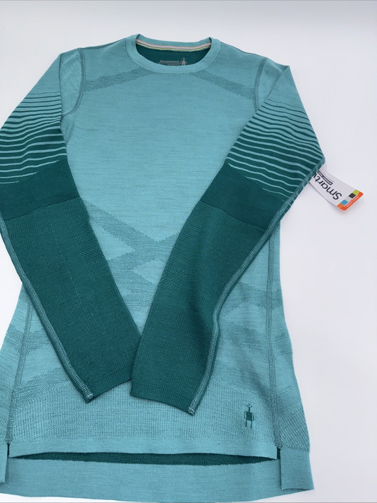 $130 Smartwool Women’s Intraknit Merino Base Layer Crew-Emerald -Small-New Tag