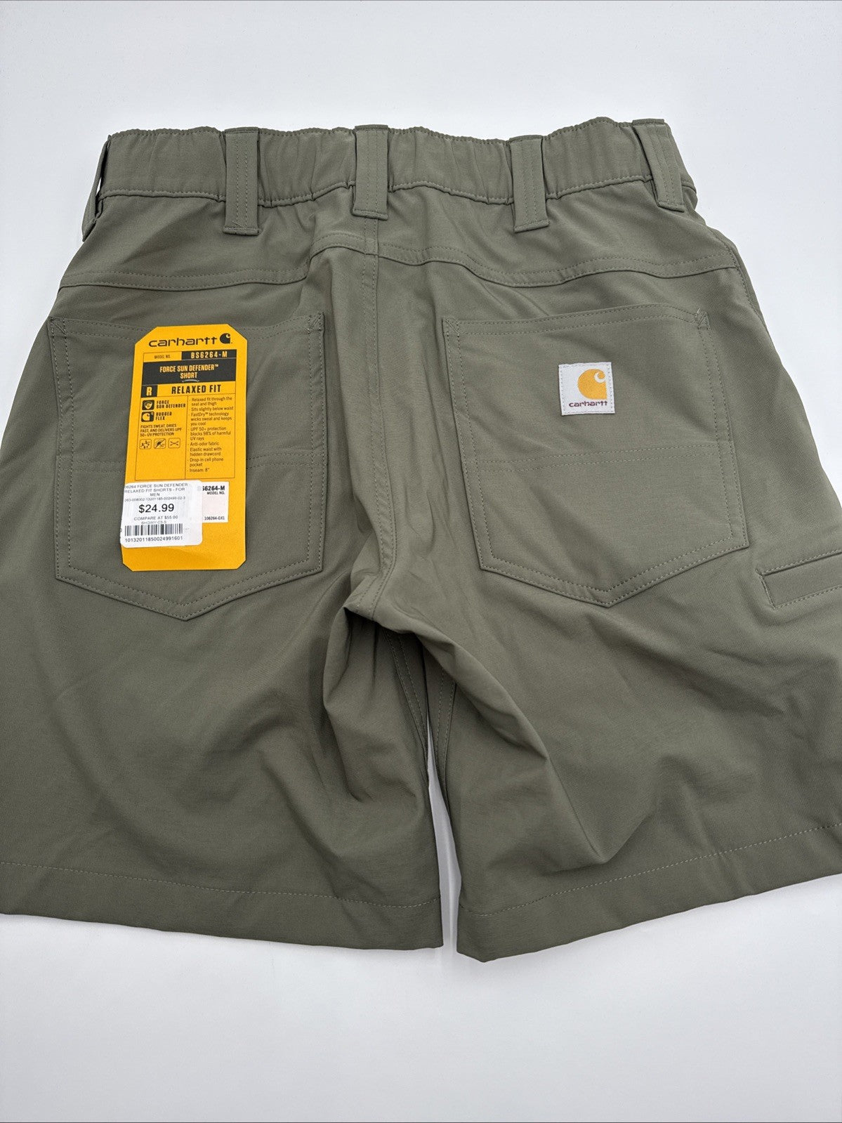 Carhartt Men's Force Sun Defender Relaxed Fit  Shorts-Dusty Olive- Small -New