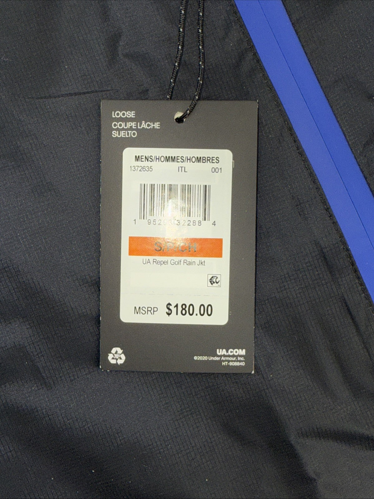 $180 Under Armour Men’s Impasse Repel Golf Rain Jacket - Black- Small - New Tag