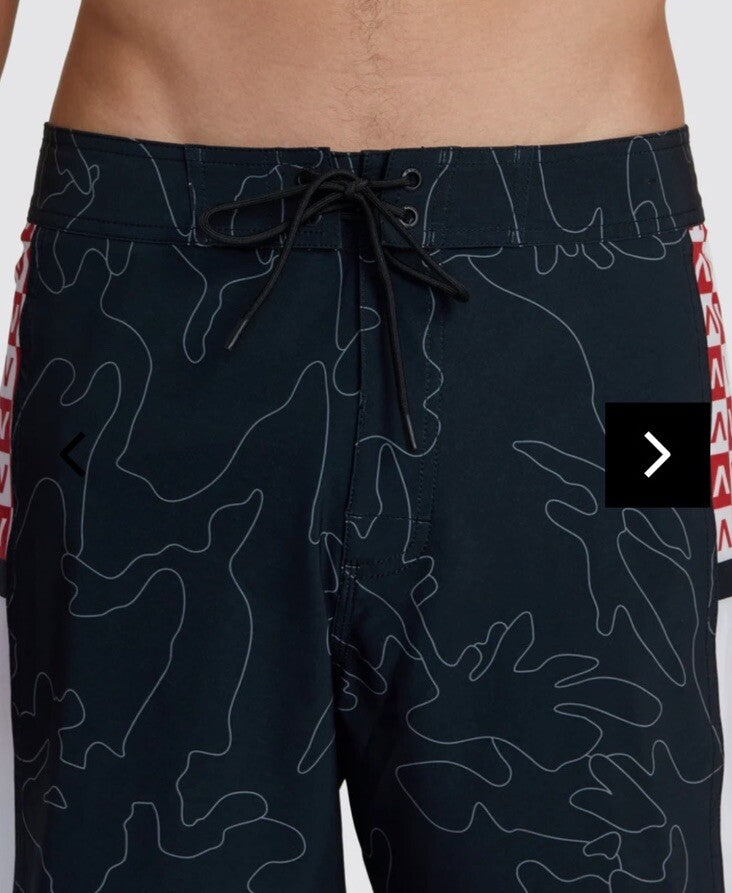 $60 RVCA Men’s Apex 2 - 18" Boardshorts Trunk - Camo Black/Red- Size: 30”- New
