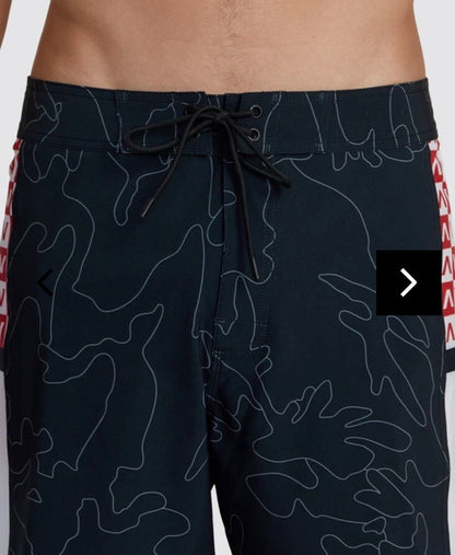 $60 RVCA Men’s Apex 2 - 18" Boardshorts Trunk - Camo Black/Red- Size: 30”- New