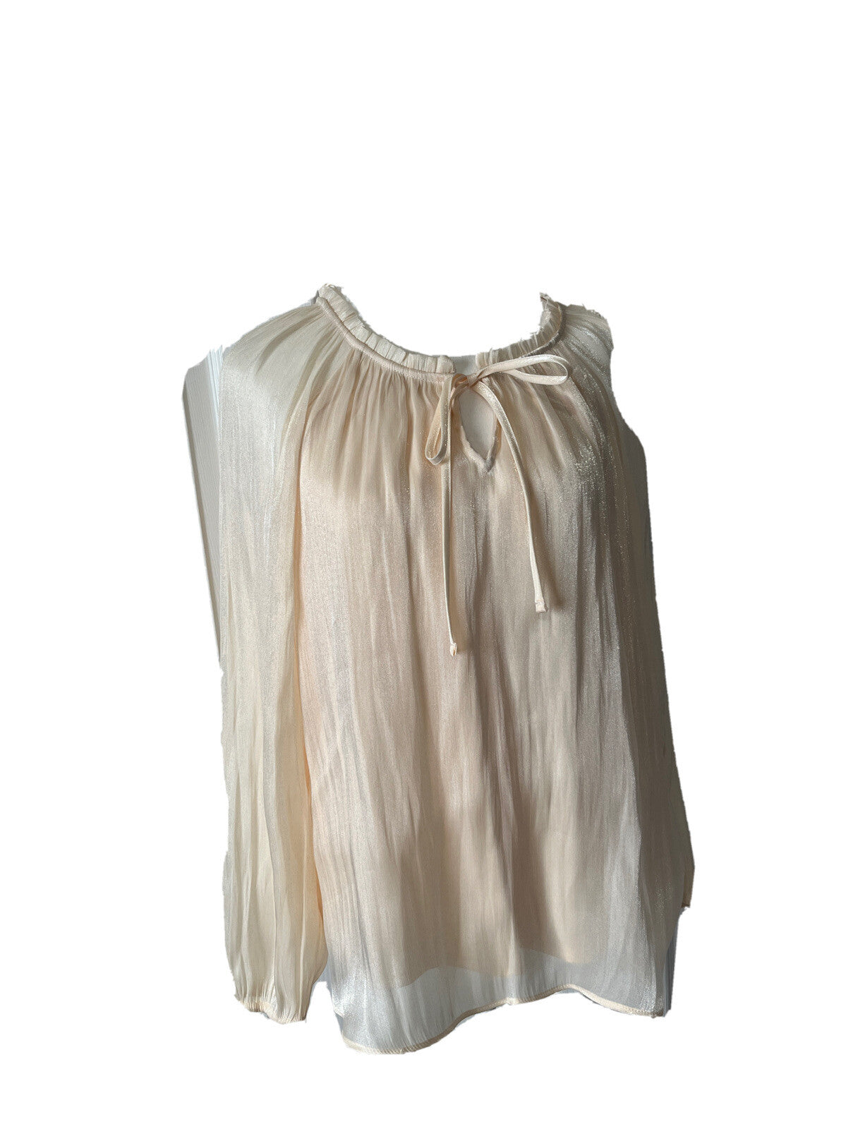 LC Lauren Conrad Tie Front Peasant Top-Cream Silk - Small - New Tag $48 Retail