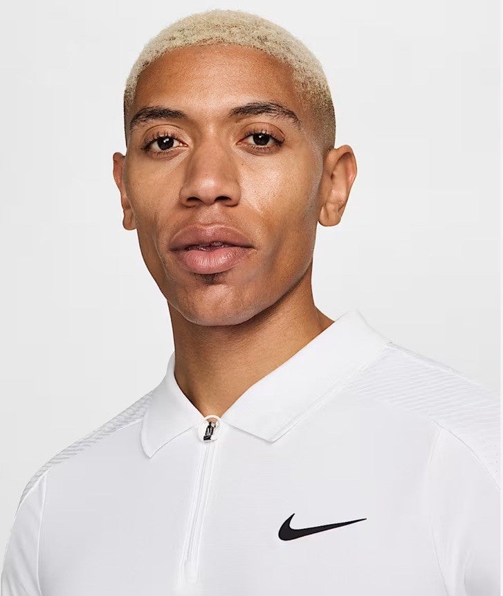 $105 Nike Men’s Dri-FIT Court Slam Tennis Polo Shirt 1/4 Zip- White-Large- NEW