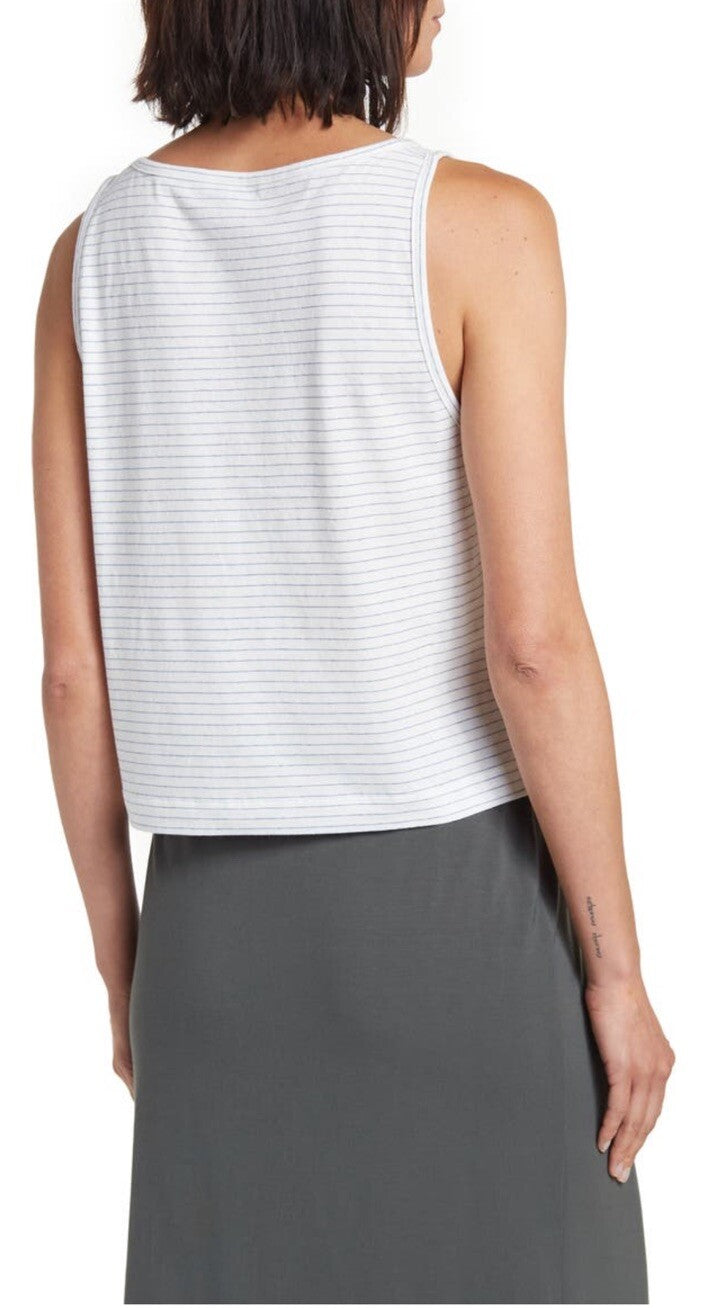 Vince Women’s Netty Stripe Tank Top -White/Blue-Large-New Tags Retail $110