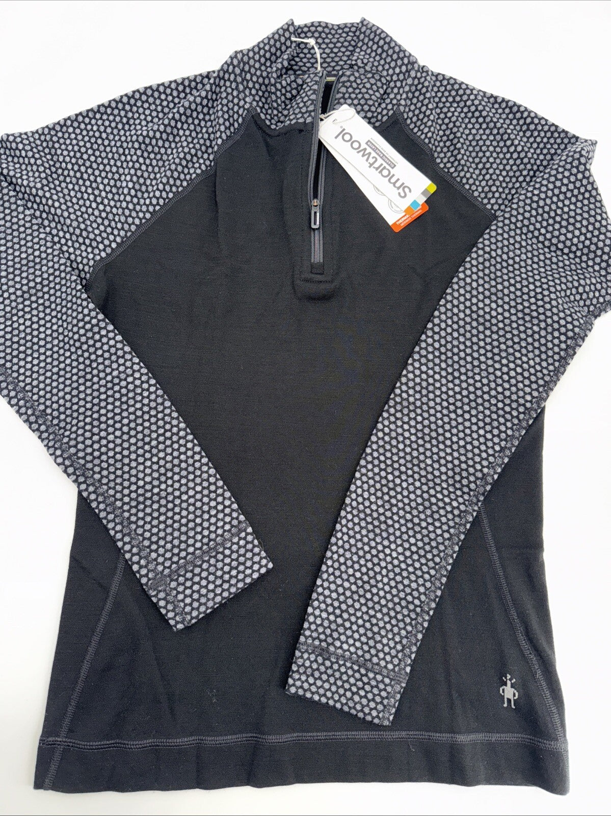 $120 Smartwool Women’s 1/4 Zip Pullover Merino 1/4 Zip-Black Dots - Small -New