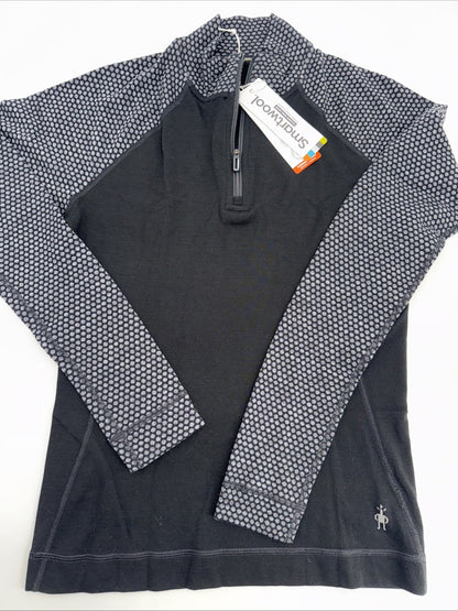 $120 Smartwool Women’s 1/4 Zip Pullover Merino 1/4 Zip-Black Dots - Small -New