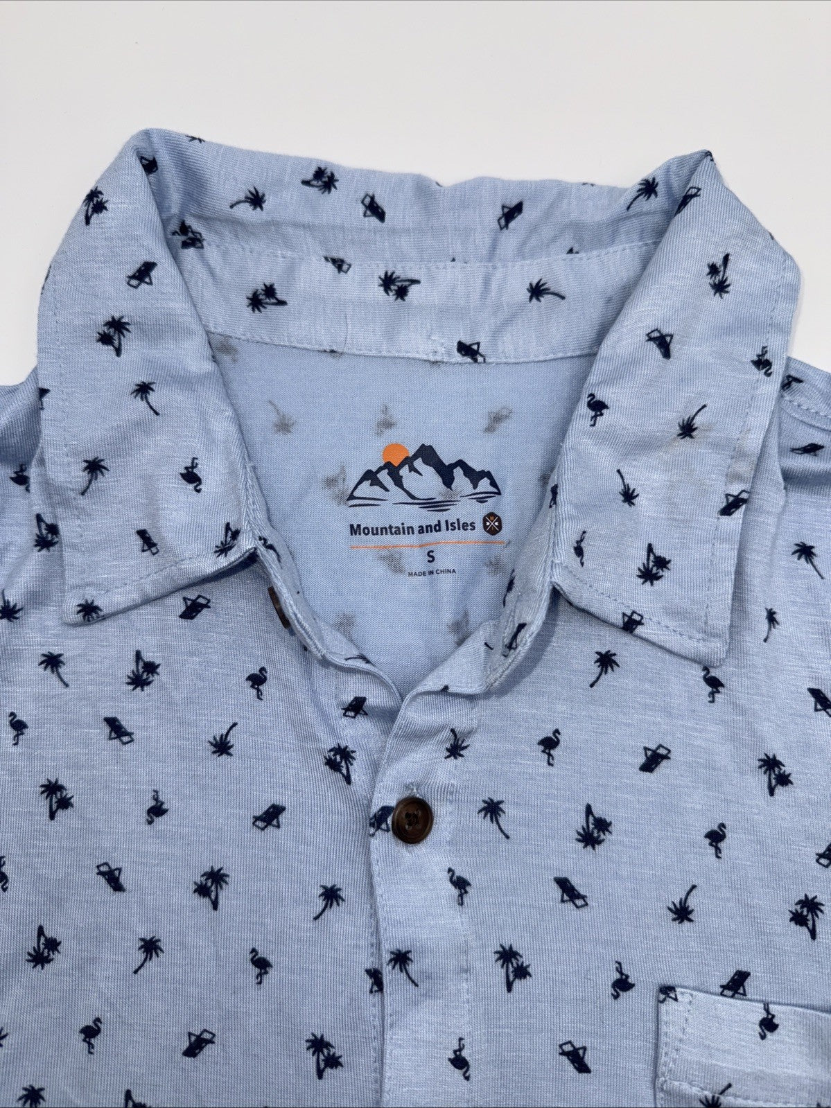 $60 Mountain Men’s Isles Button Up Shirt - Blue Caspian Pall Toss - Small - New