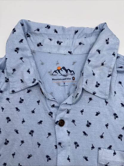 $60 Mountain Men’s Isles Button Up Shirt - Blue Caspian Pall Toss - Small - New