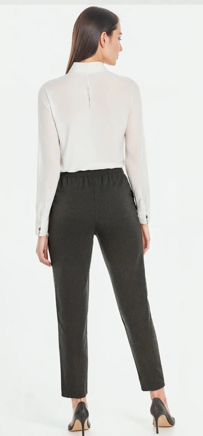 Three Dots Women’s Anne Tapered Pants- Ebony-Medium