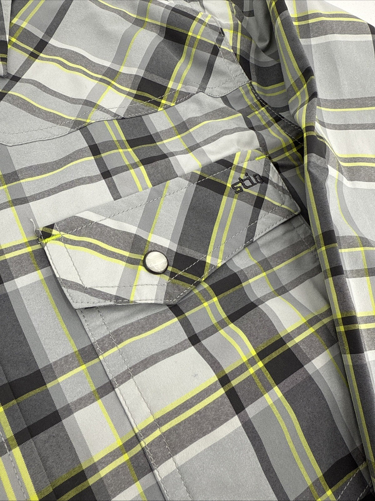 $120 Stio Men’s Eddy Shirt Long Sleeve Pearl Snap-Quiet Grey Plaid -XSmall-New