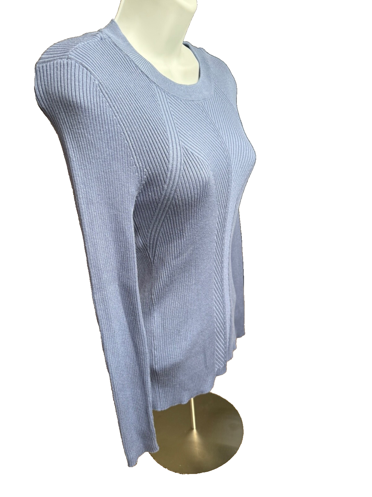 $40 Nine West Women’s-Rib Crewneck Sweater- Blue- Medium Petite- New Tag
