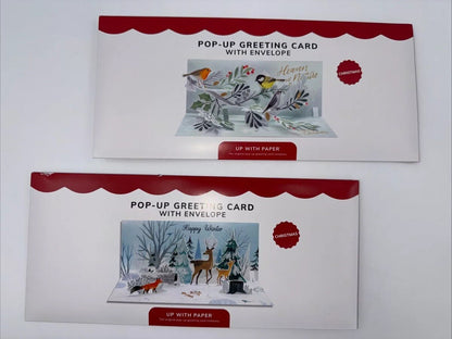 Lot Of 2 Up With Paper 3D Pop-Up Christmas Cards- Combo A- Over $30 Retail!